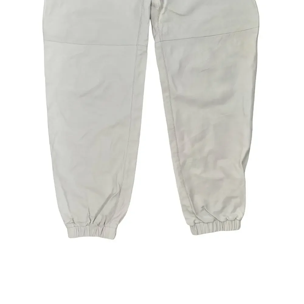 Longchamp White Italian Lamb Leather Pants Tapered Joggers High Rise Pants Sz 36 - Picture 5 of 15